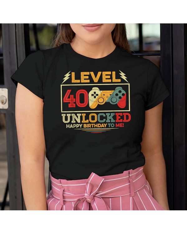 40 Year Old Gifts Level 40 Unlocked 40th Birthday Boy Gaming Shirt